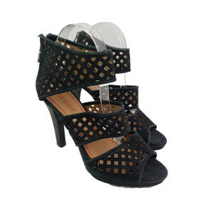 Miss Sixty Tiana Womens Size 8 Black Peep Toe Sexy 4.5 In Heel Shoes